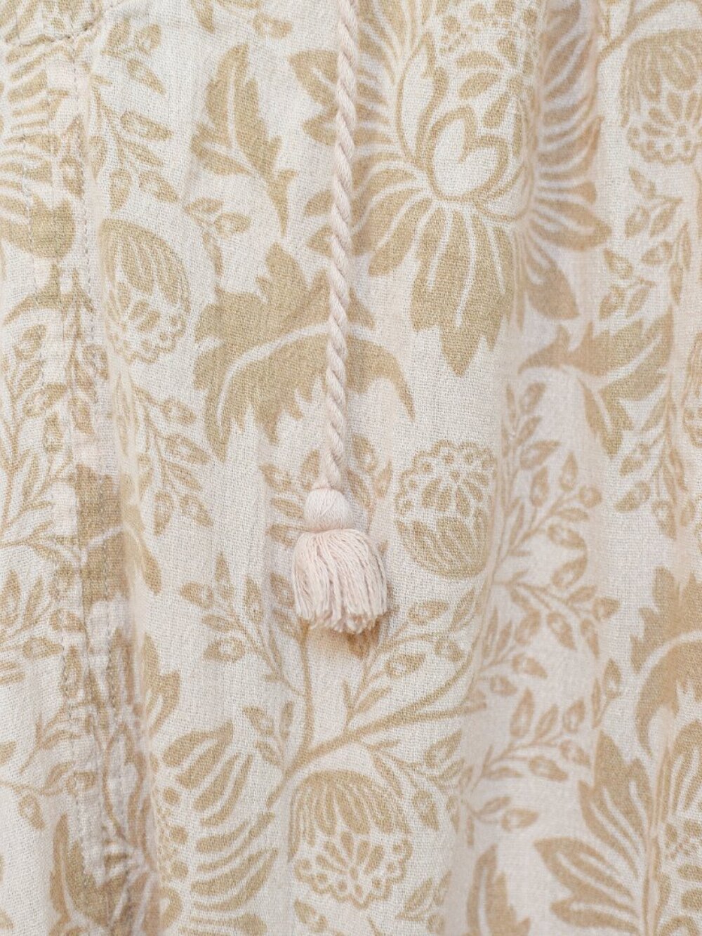 Spell Lioness Tunic Dress Beige Floral Babydoll Mini Sz XS Tassel Boho Romantic - Picture 8 of 15